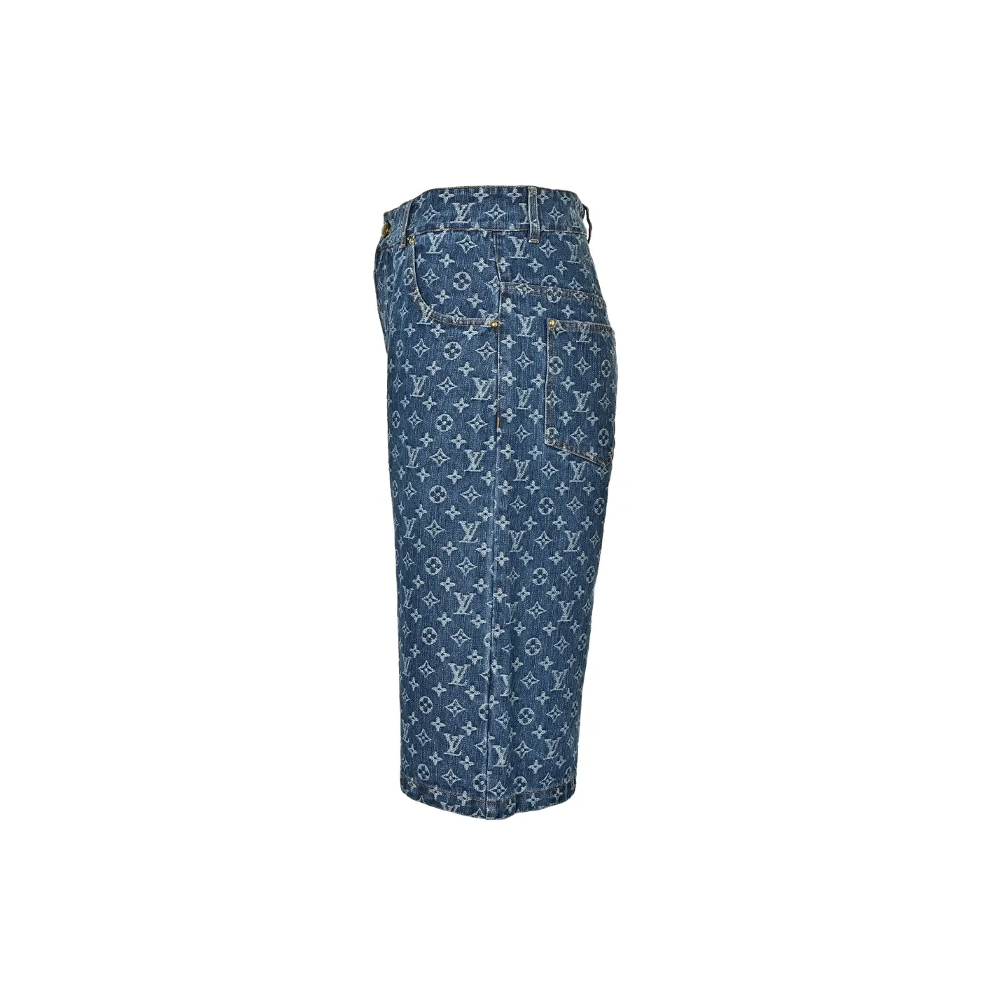 Louis Vuitton/Louis Vuitton all-over presbyopia jacquard suit six-point denim shorts